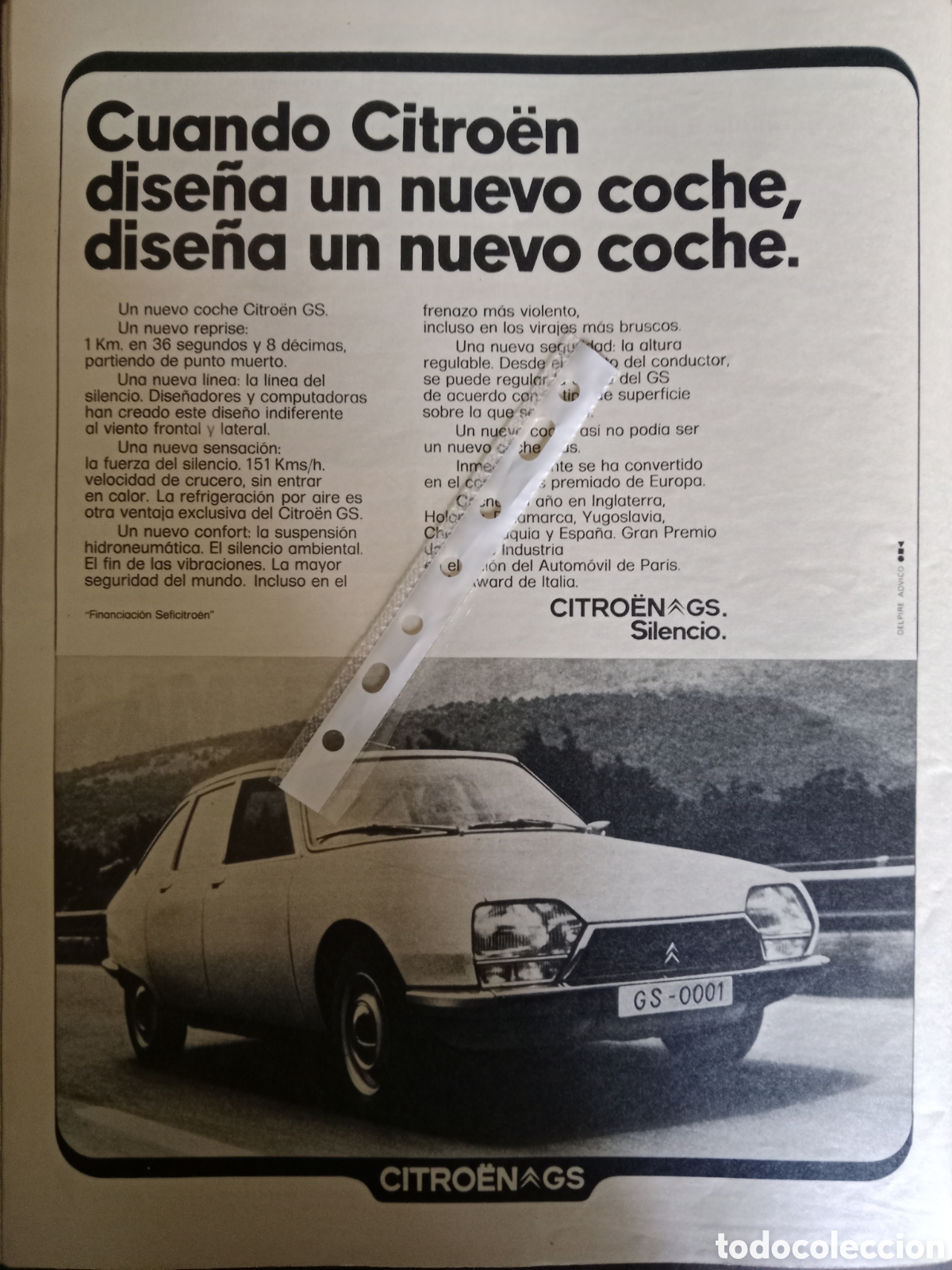 Otros Art&iacute;culos de Coleccionismo en Papel: Publicidad autom&oacute;vil Citroen gs de 1974