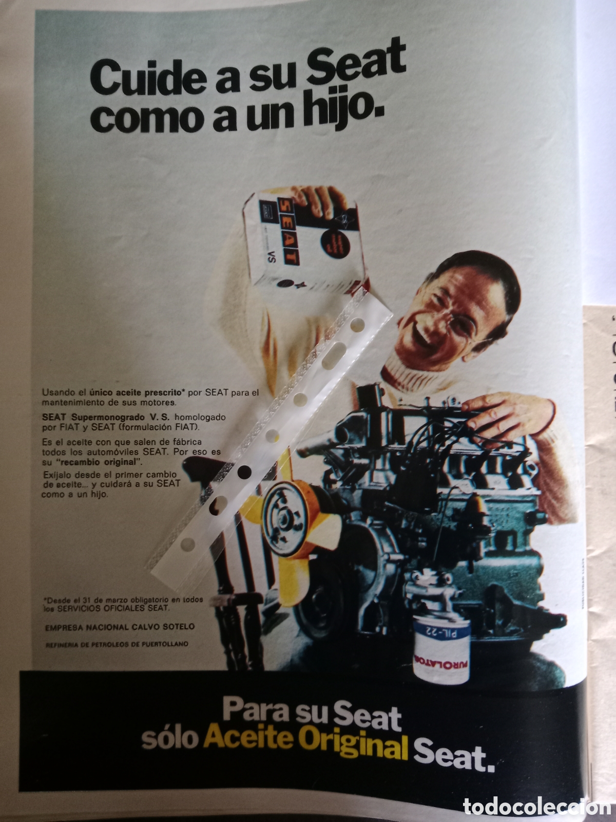 Otros Art&iacute;culos de Coleccionismo en Papel: Publicidad autom&oacute;vil aceite Seat de 1974