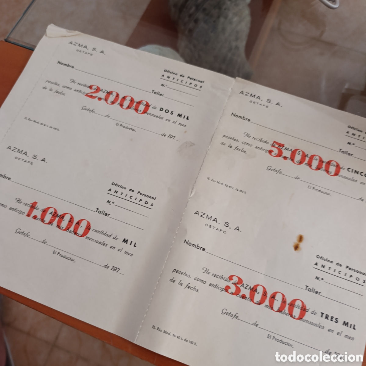 Otros Art&iacute;culos de Coleccionismo en Papel: Getafe,talonario de anticipos de dinero,Azma S.A,a&ntilde;os 70