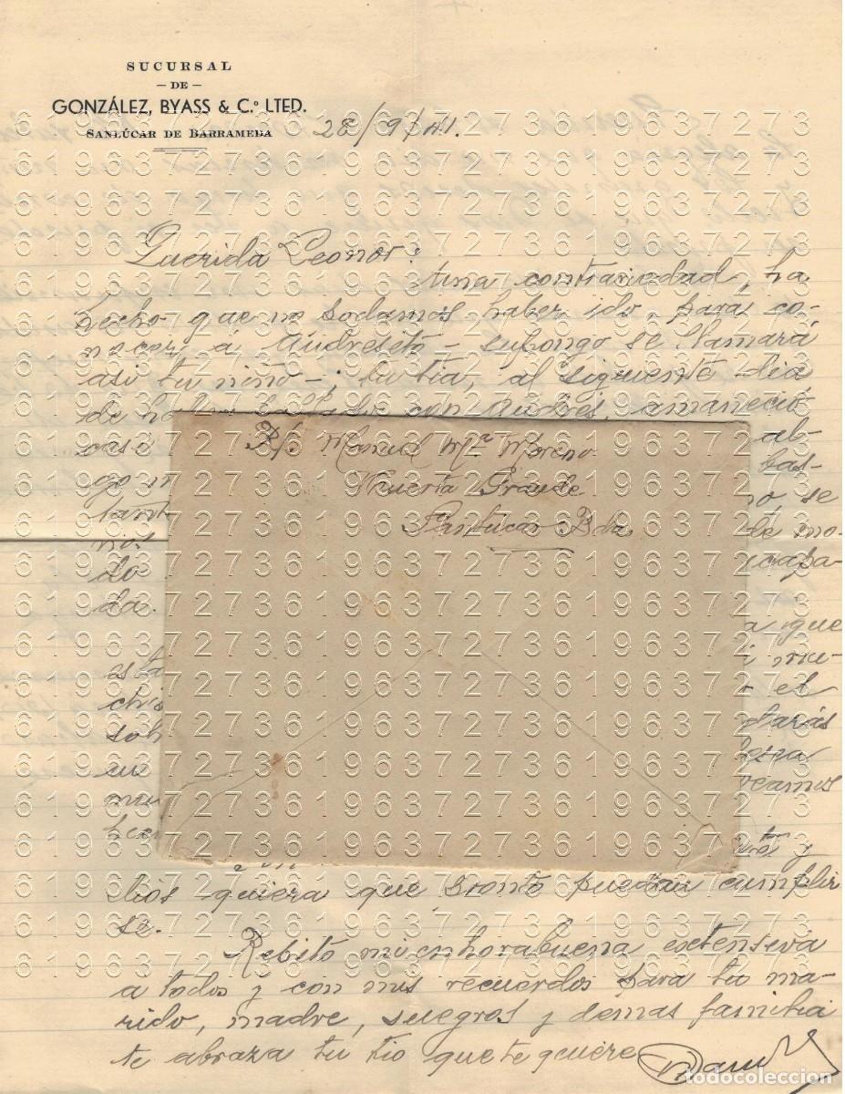Otros Art&iacute;culos de Coleccionismo en Papel: GONZALEZ BYASS SANLUCAR DE BARRAMEDA CARTA 1941 M21