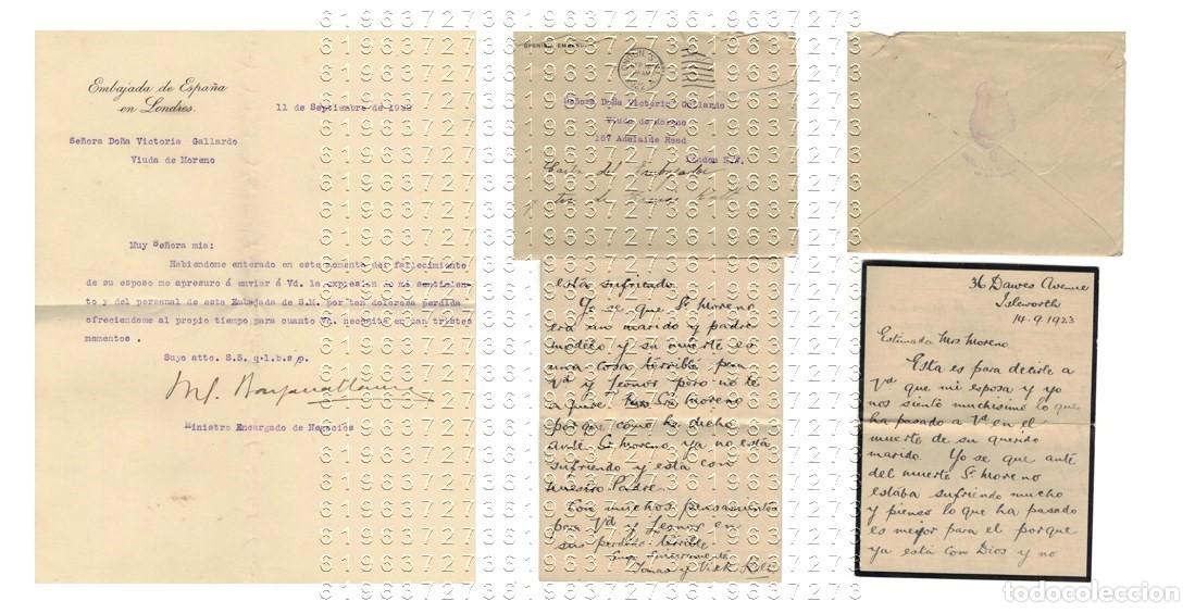 Otros Art&iacute;culos de Coleccionismo en Papel: EMBAJADA DE ESPA&Ntilde;A LONDRES 1922 2 CARTAS Y SOBRE CARTA DEL EMBAJADOR M21