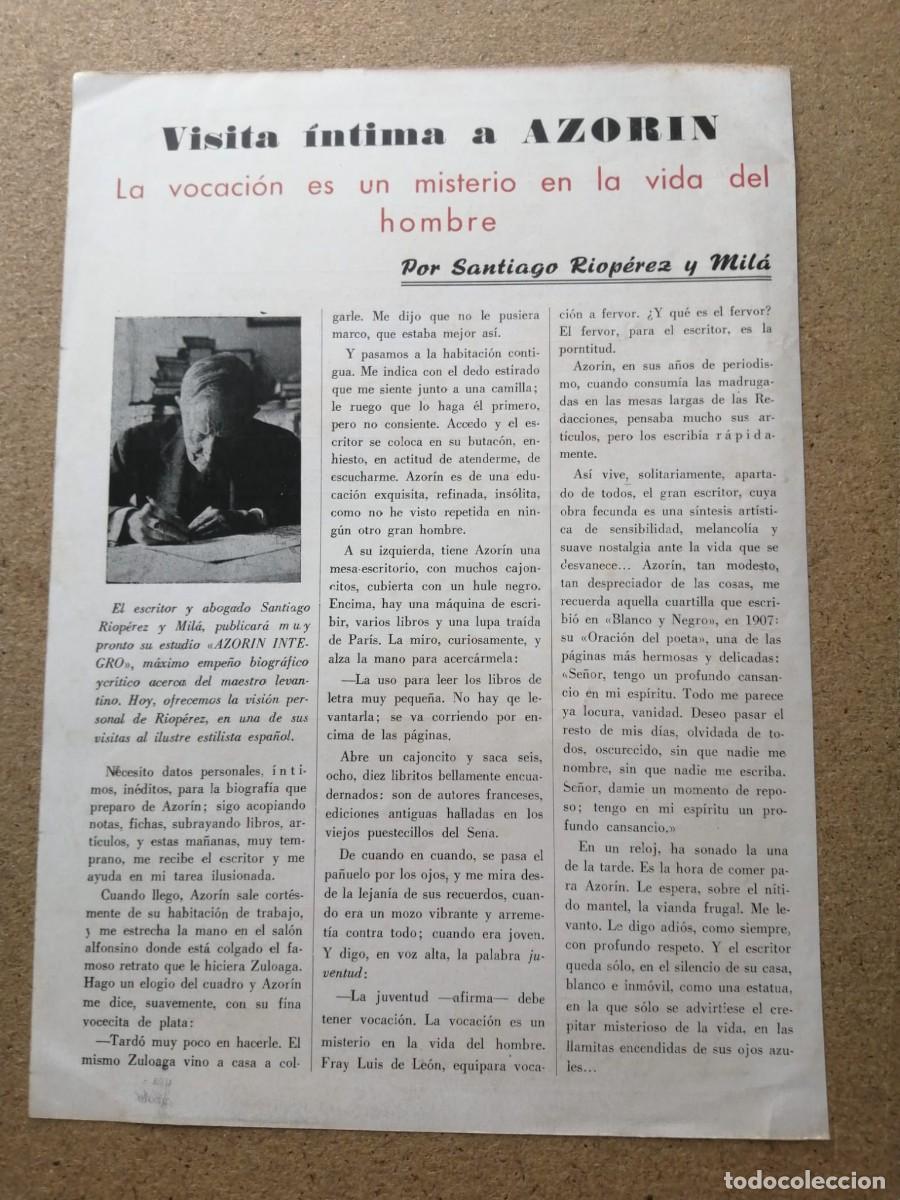 Otros Art&iacute;culos de Coleccionismo en Papel: REPORTAJE. VISITA INTIMA A AZORIN