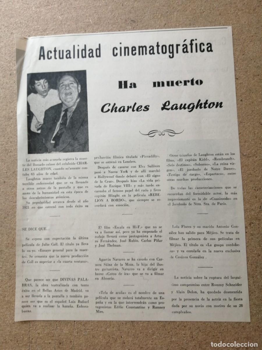 Otros Art&iacute;culos de Coleccionismo en Papel: REPORTAJE. HA MUERTO CHARLES LAUGHTON