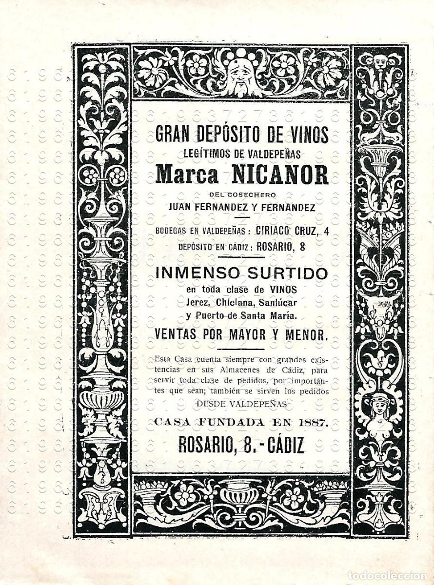 Otros Art&iacute;culos de Coleccionismo en Papel: CADIZ NICANOR JUAN FERNANDEZ VINOS PUBLICIDAD CLIPPING ANTIGUO 14X9 M22