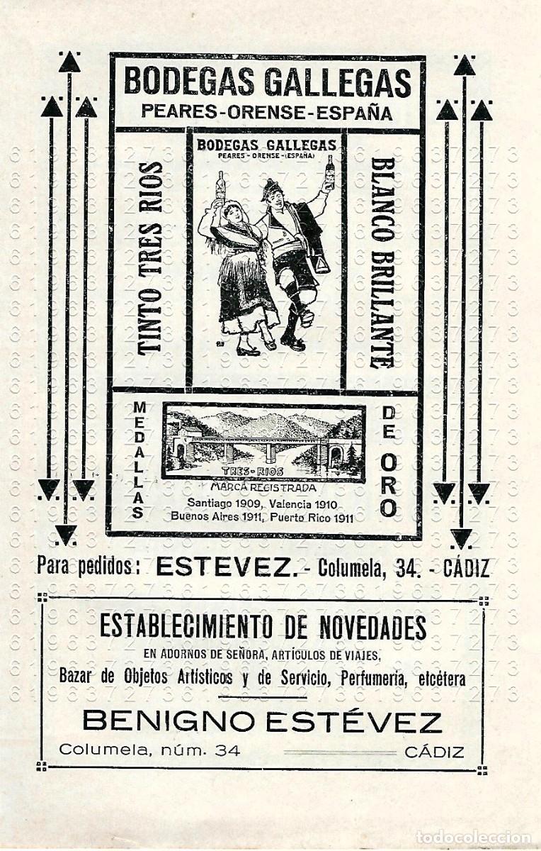 Otros Art&iacute;culos de Coleccionismo en Papel: CADIZ BODEGAS GALLEGAS VINOS PUBLICIDAD CLIPPING ANTIGUO 14X8 M22