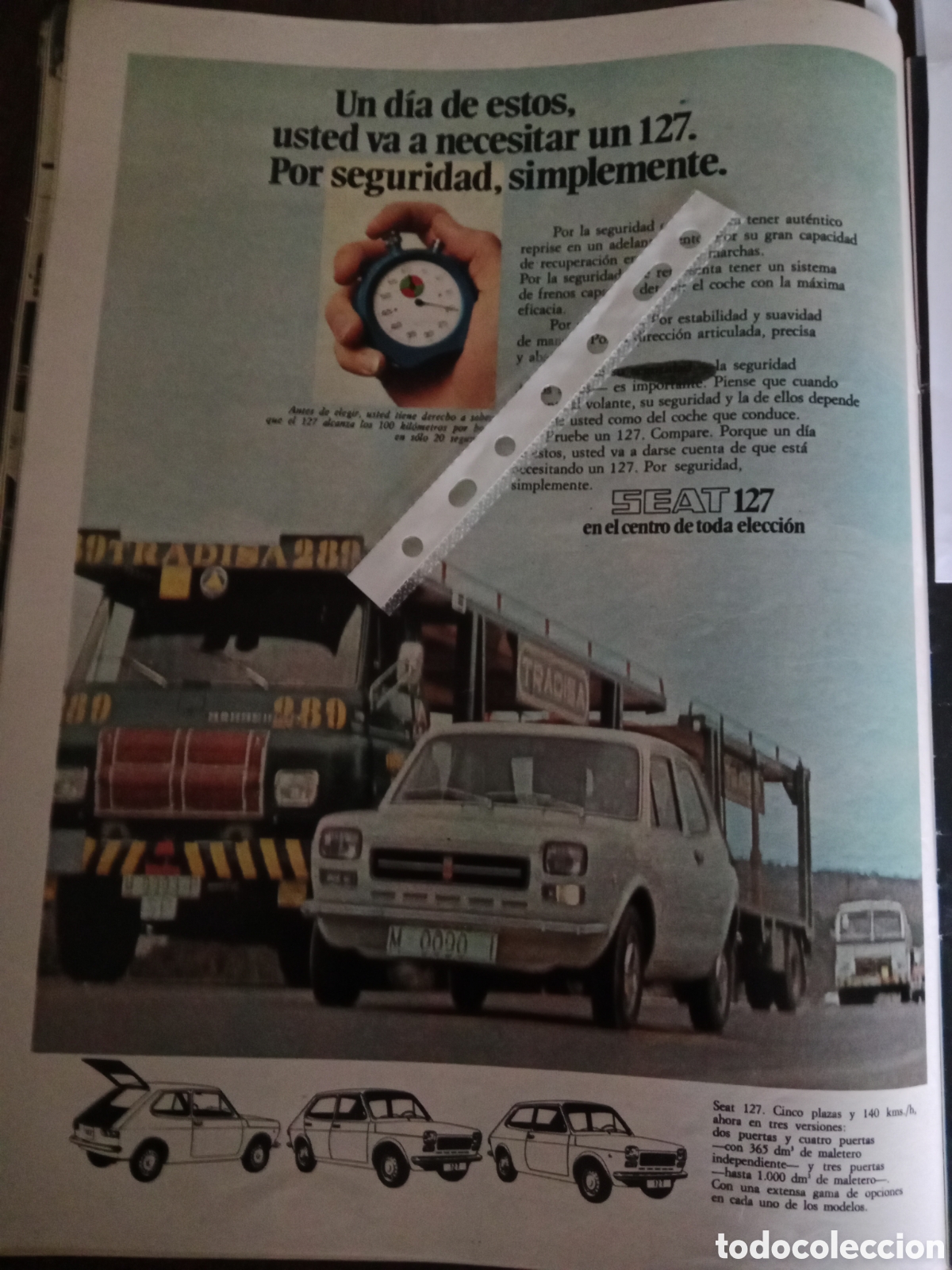 Otros Art&iacute;culos de Coleccionismo en Papel: Publicidad autom&oacute;vil Seat 127 de 1974