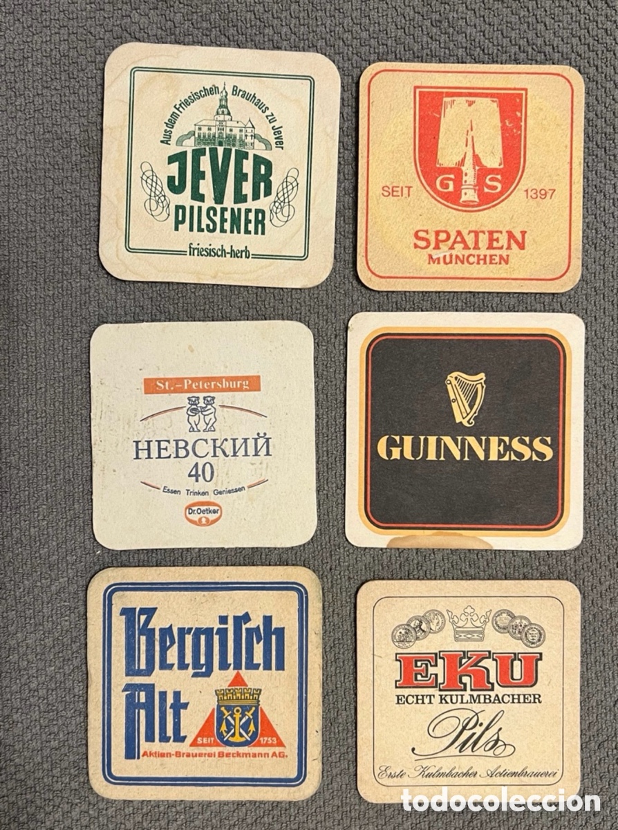 Otros Art&iacute;culos de Coleccionismo en Papel: POSAVASOS (6) Curiosos posavasos Cervezas Europeas (h.1960?)
