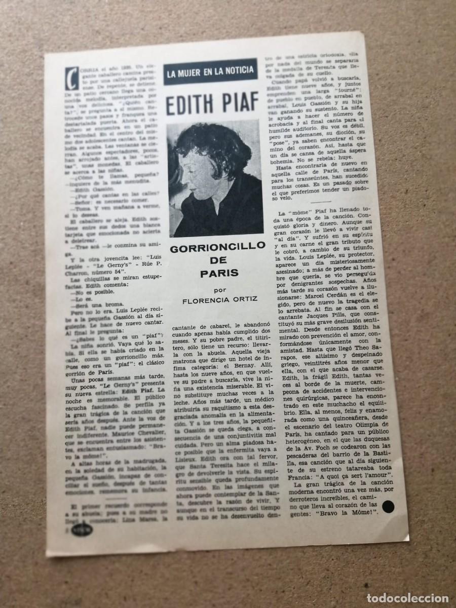 Otros Art&iacute;culos de Coleccionismo en Papel: REPORTAJE. EDITH PIAF, EL GORRIONCILLO DE PARIS