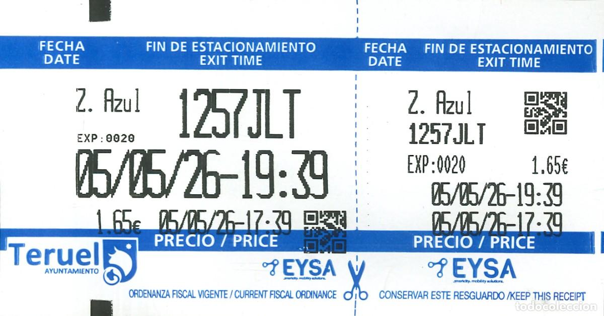 Otros Art&iacute;culos de Coleccionismo en Papel: TICKET ESTACIONAMIENTO - APARCAMIENTO ZONA AZUL (TERUEL) - 05-05-2026