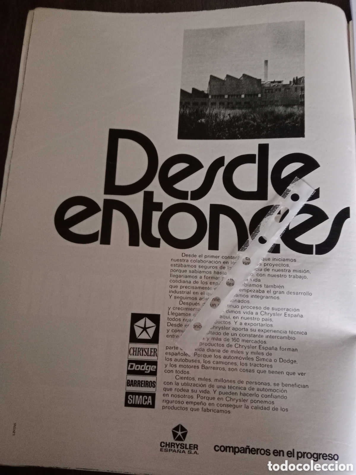 Otros Art&iacute;culos de Coleccionismo en Papel: Publicidad autom&oacute;vil Chrysler Dodge Barreiros de 1973