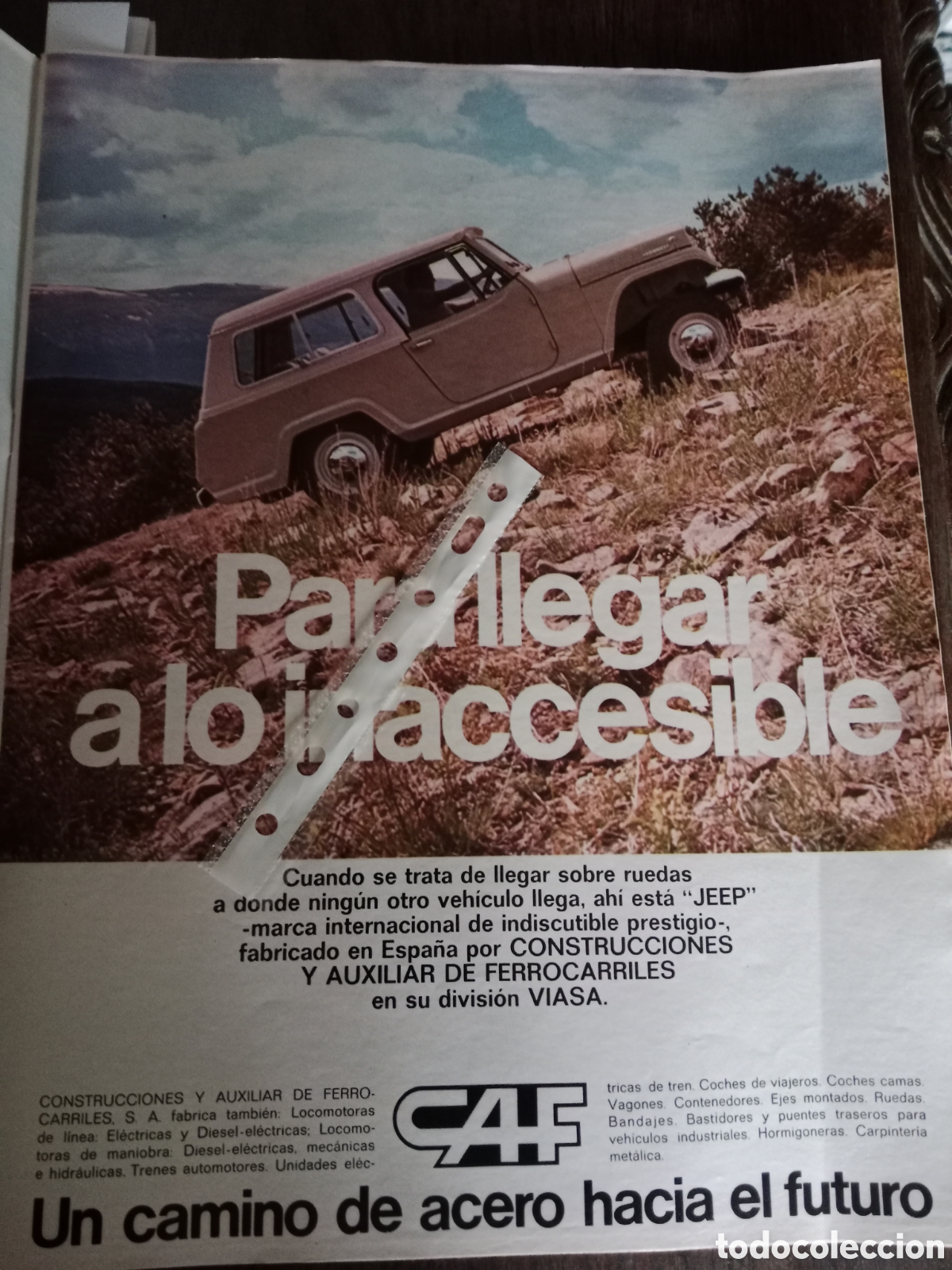 Otros Art&iacute;culos de Coleccionismo en Papel: Publicidad autom&oacute;vil Jeep viasa caf de 1973