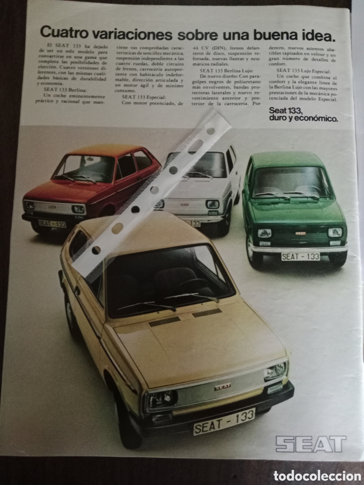 Otros Art&iacute;culos de Coleccionismo en Papel: Publicidad autom&oacute;vil Seat 133 de 1975