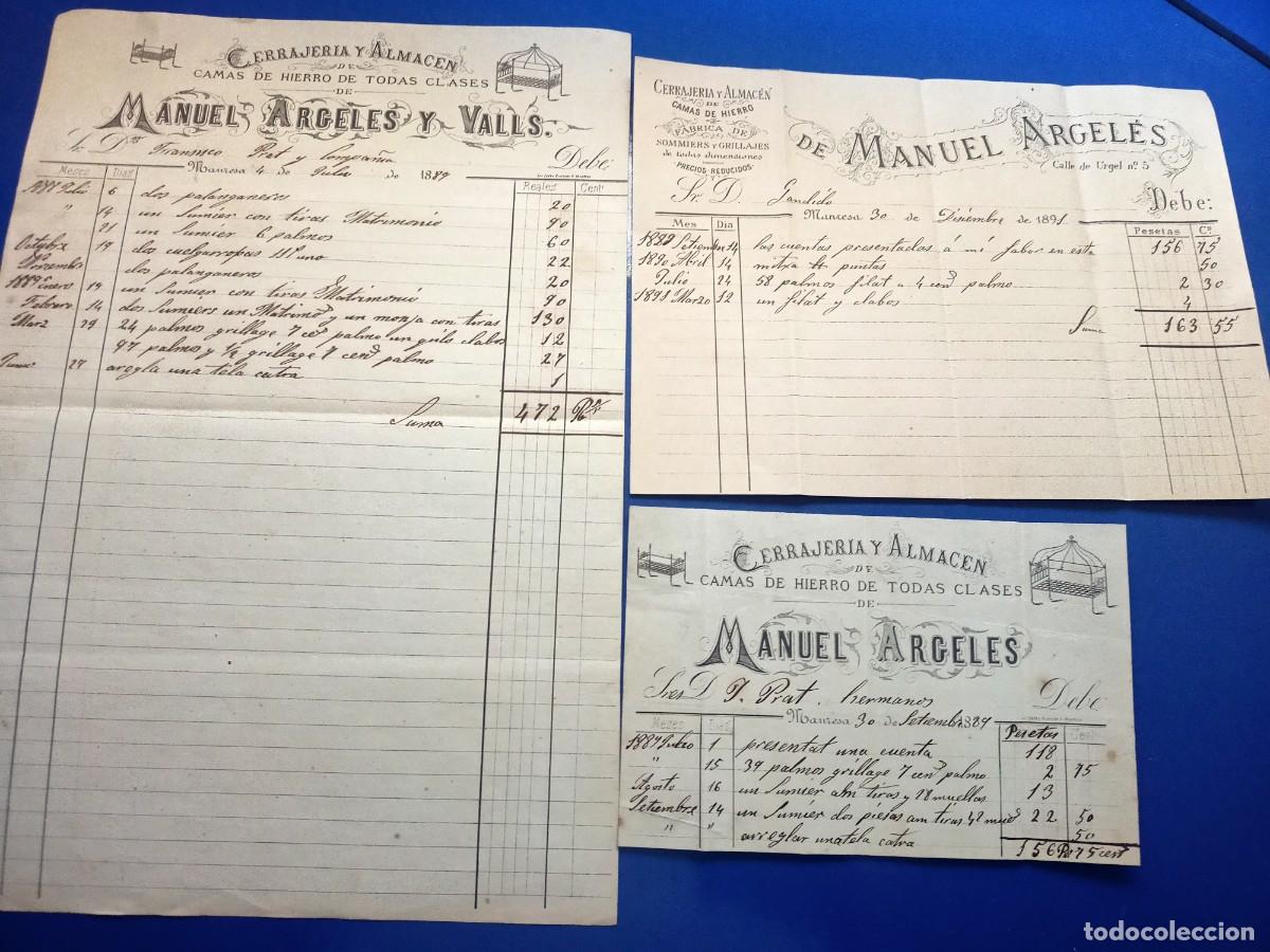 Otros Art&iacute;culos de Coleccionismo en Papel: FACTURAS ANTIGUAS DEL A&Ntilde;O 1889 Y 1891 DE CERRAJERIA Y ALMACEN MANUEL ARGELES