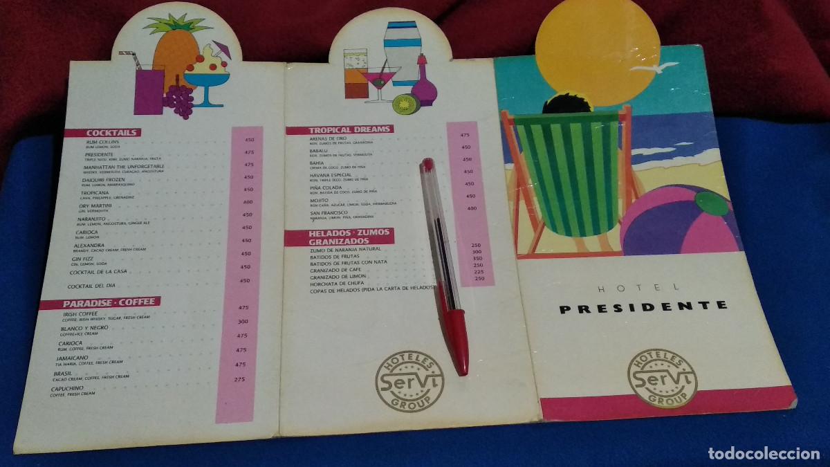 Otros Art&iacute;culos de Coleccionismo en Papel: CARTA DE MENU DE TRES PANELES HOTEL PRESIDENTE CACENA SERVIGROUP DE LOS 70/80 - MUY RARA VER FOTOS