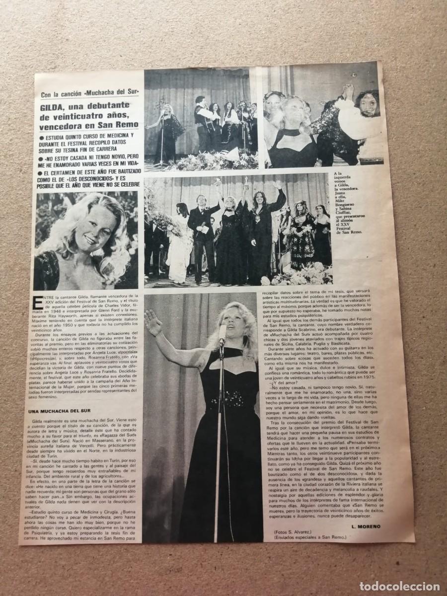 Otros Art&iacute;culos de Coleccionismo en Papel: REPORTAJE. GILDA, GANADORA DEL FESTIVAL DE LA CANCION DE SAN REMO 1975