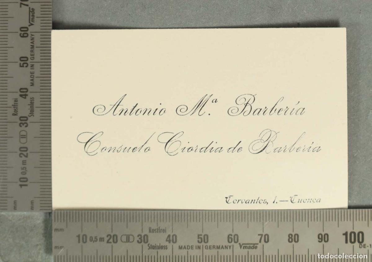 Collectionnisme Papier divers: TARJETA. Antonio M. Barber&iacute;a Consuelo Ciordia de BARBERIA CUENCA