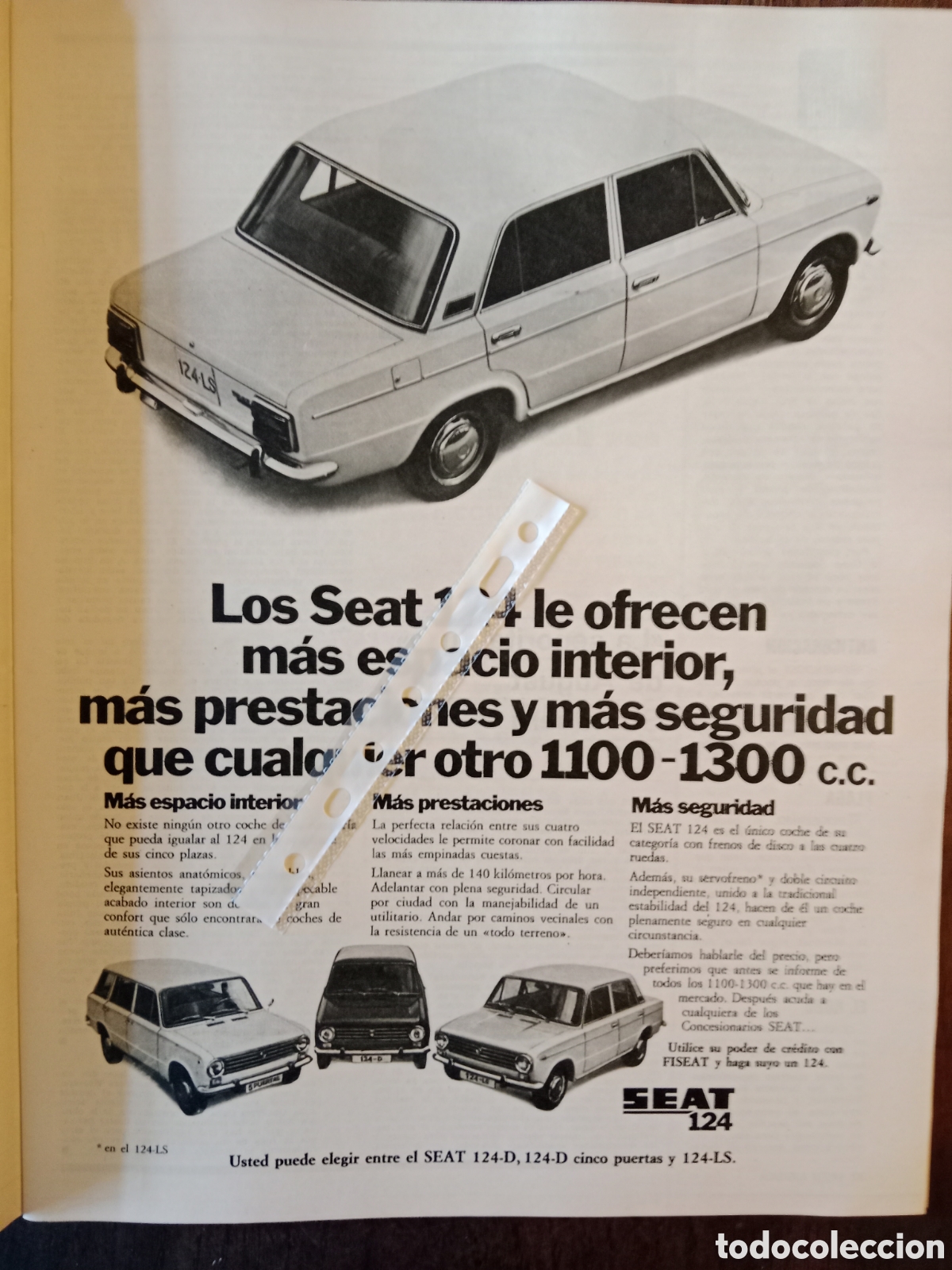Otros Art&iacute;culos de Coleccionismo en Papel: Publicidad autom&oacute;vil Seat 124 de 1973