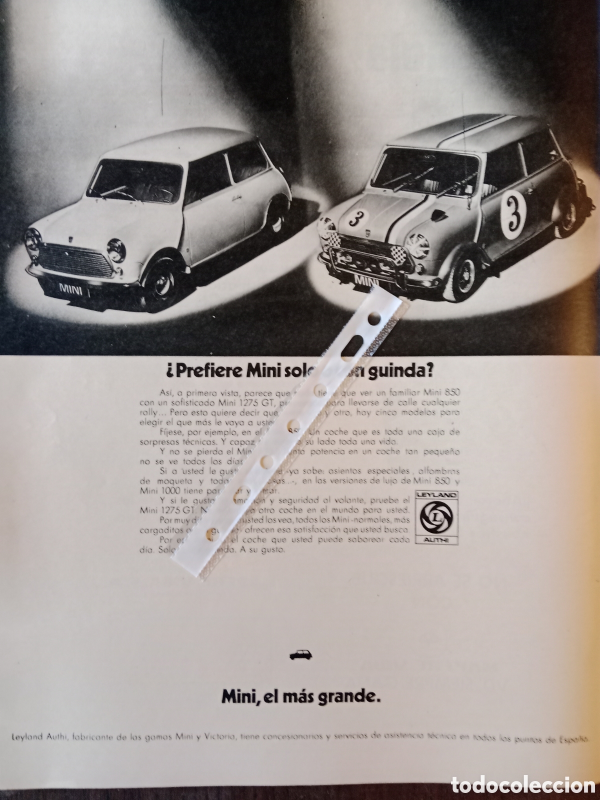 Otros Art&iacute;culos de Coleccionismo en Papel: Publicidad autom&oacute;vil mini authi de 1973