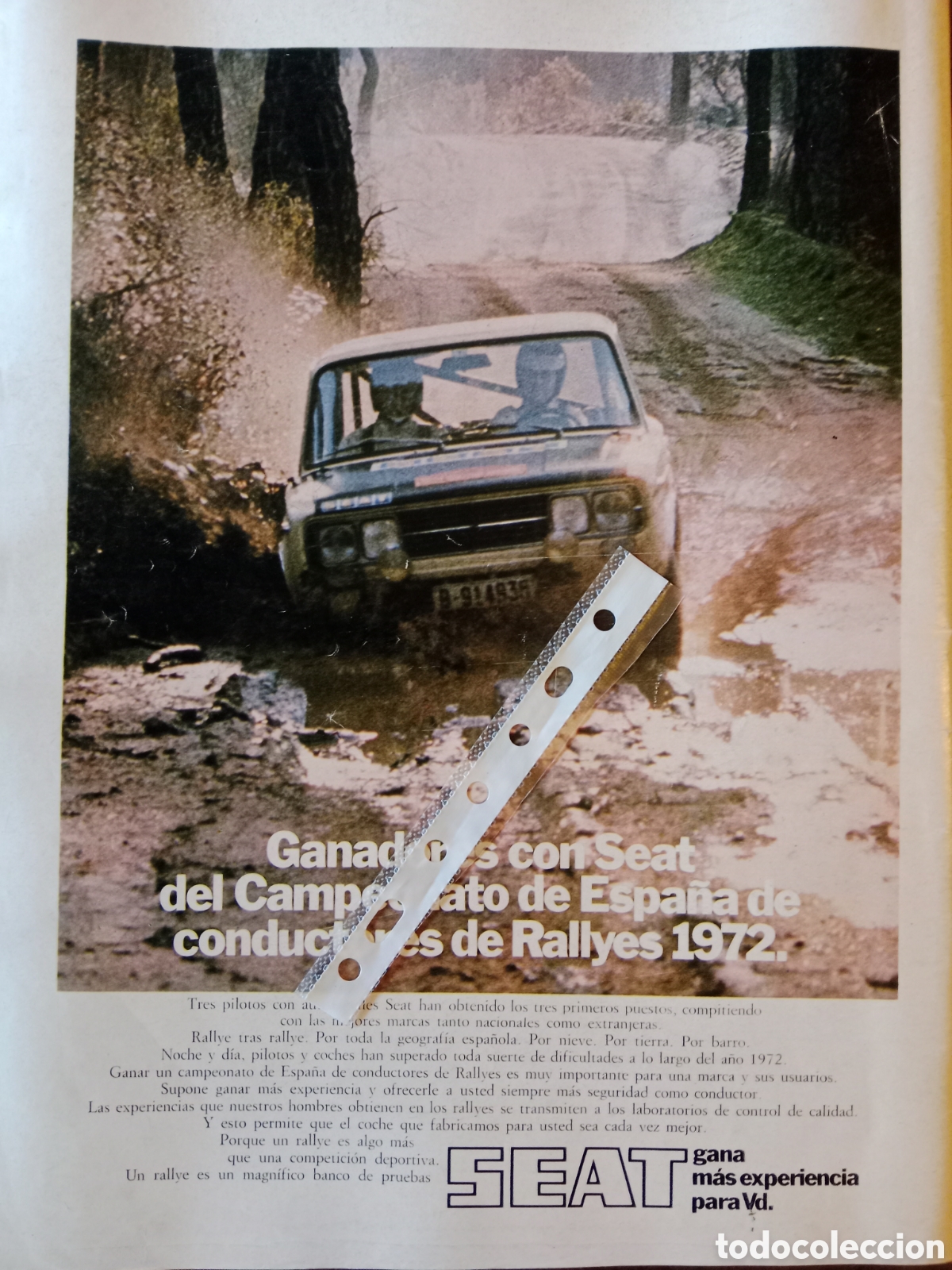 Otros Art&iacute;culos de Coleccionismo en Papel: Publicidad autom&oacute;vil Seat 1430 campe&oacute;n rally de 1973