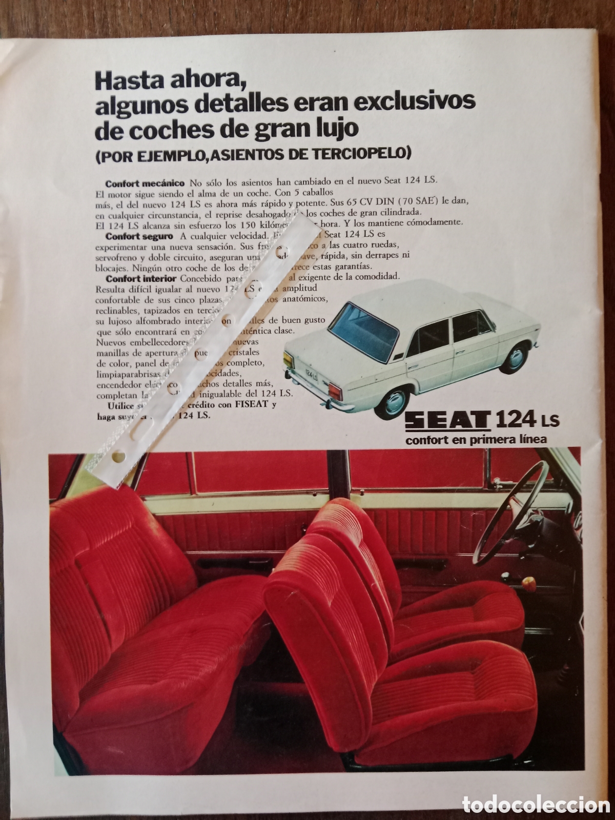 Otros Art&iacute;culos de Coleccionismo en Papel: Publicidad autom&oacute;vil Seat 124 de 1973