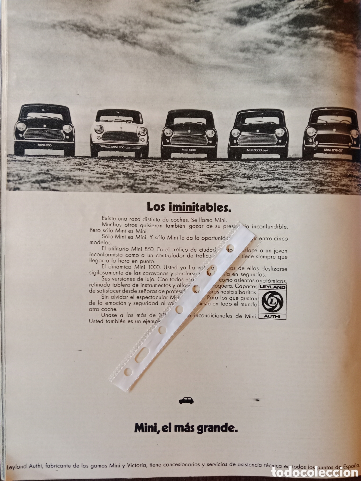 Otros Art&iacute;culos de Coleccionismo en Papel: Publicidad autom&oacute;vil mini authi de 1973