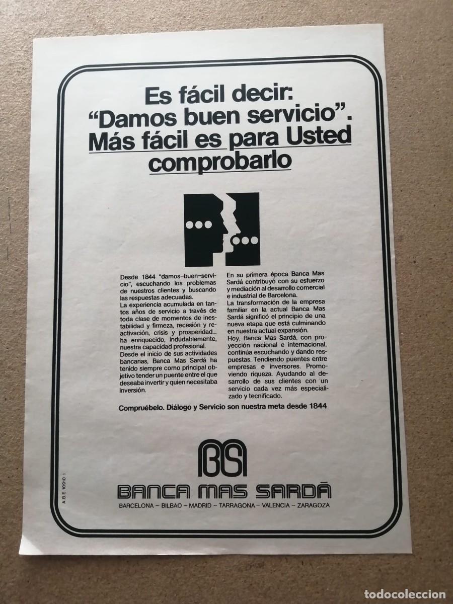 Collectionnisme Papier divers: ANUNCIO. BANCA MAS SARDA