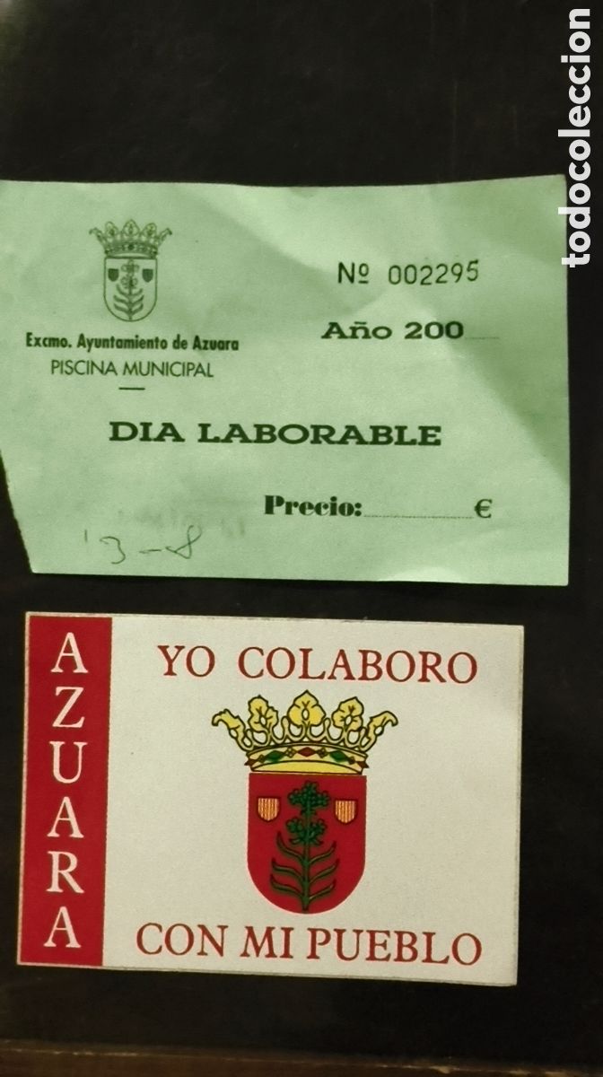 Otros Art&iacute;culos de Coleccionismo en Papel: Entrada y pegatina fiestas piscina Azuara Zaragoza Arag&oacute;n