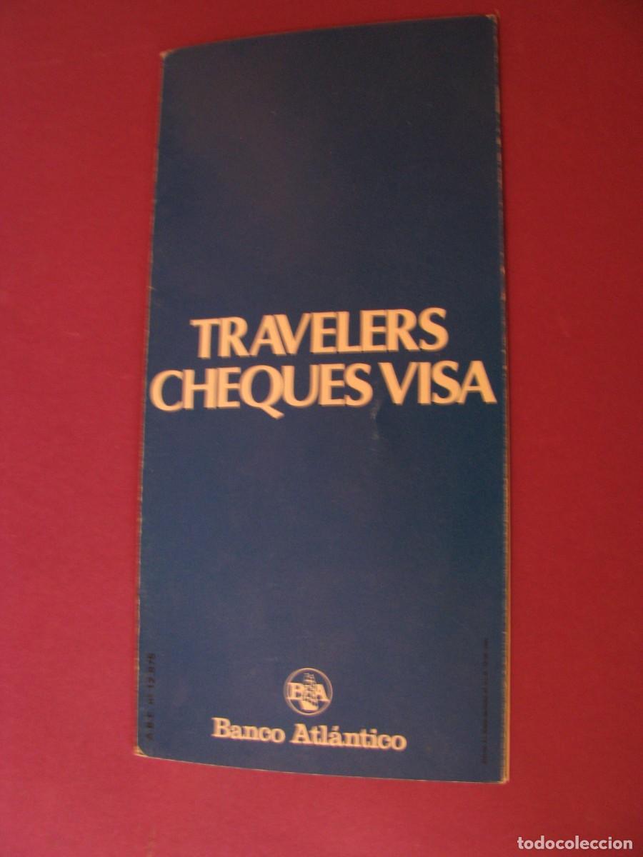 Sammelleidenschaft Andere Papierartikel: FOLLETO TRAVELERS CHEQUES VISA PARA VIAJAR SIN DINERO. BANCO ATLANTICO. 1980