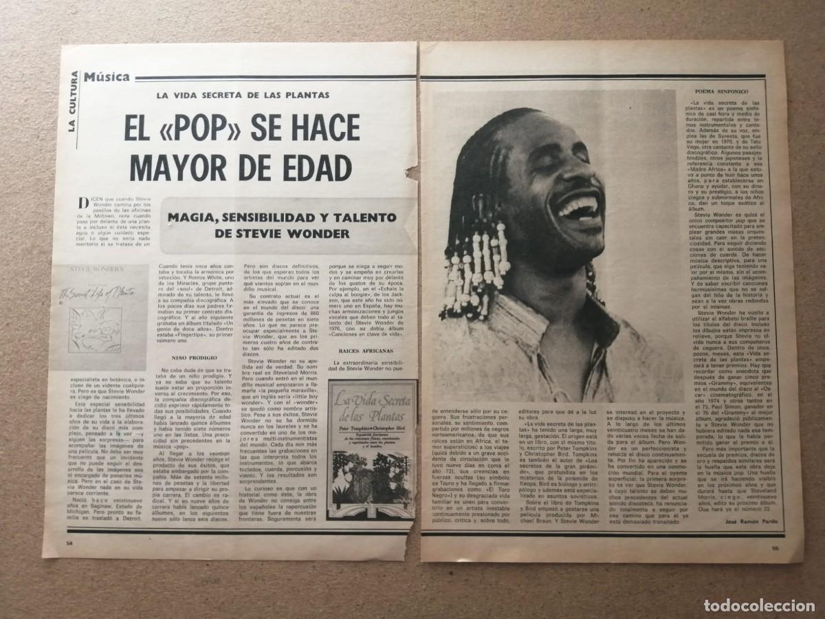 Otros Art&iacute;culos de Coleccionismo en Papel: REPORTAJE. STEVIE WONDER, LA VIDA SECRETA DE LAS PLANTAS