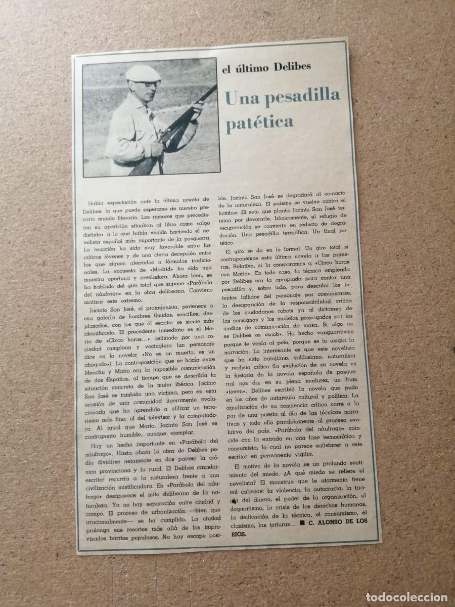 Collectionnisme Papier divers: ARTICULO. EL ULTIMO DELIBES, UNA PESADILLA PATETICA