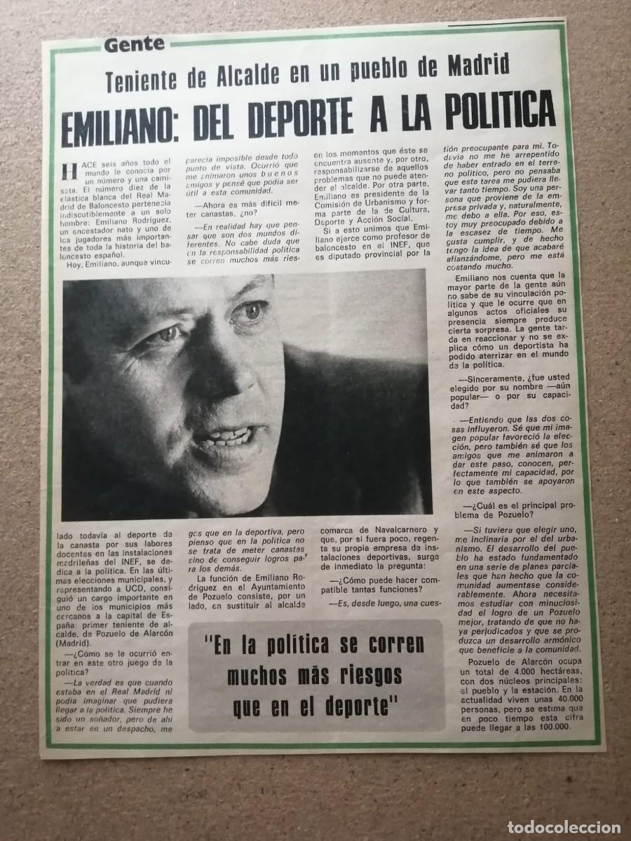 Otros Art&iacute;culos de Coleccionismo en Papel: REPORTAJE. EMILIANO, DEL DEPORTE A LA POLITICA