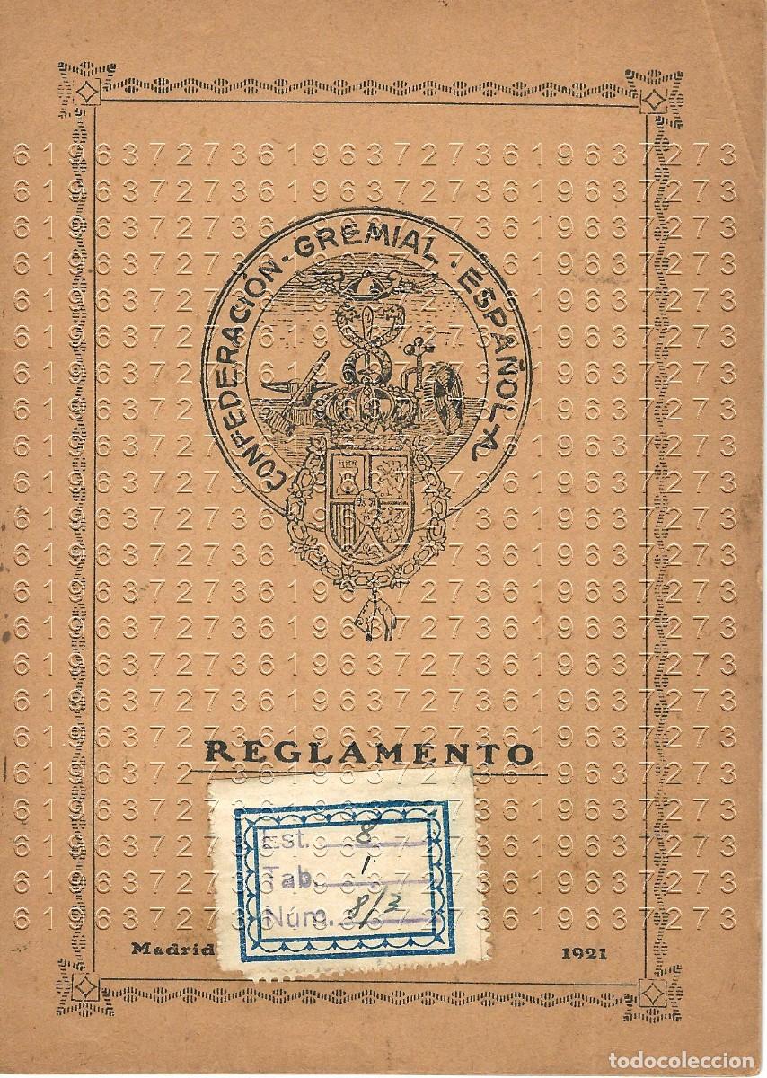 Otros Art&iacute;culos de Coleccionismo en Papel: 1921 CONFEDERACION GREMIAL ESPA&Ntilde;OLA REGLAMENTO U78