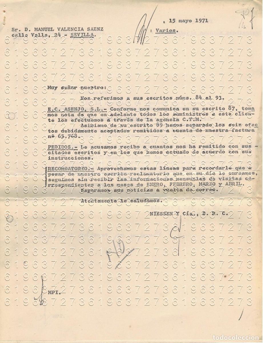 Otros Art&iacute;culos de Coleccionismo en Papel: RENTERIA NIESSEN CARTA A SEVILLA 1971 M22