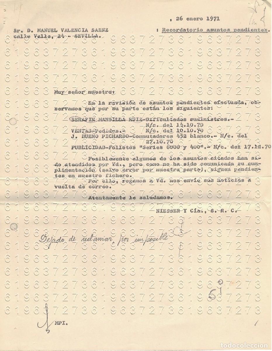 Otros Art&iacute;culos de Coleccionismo en Papel: RENTERIA NIESSEN CARTA A SEVILLA 1971 M22