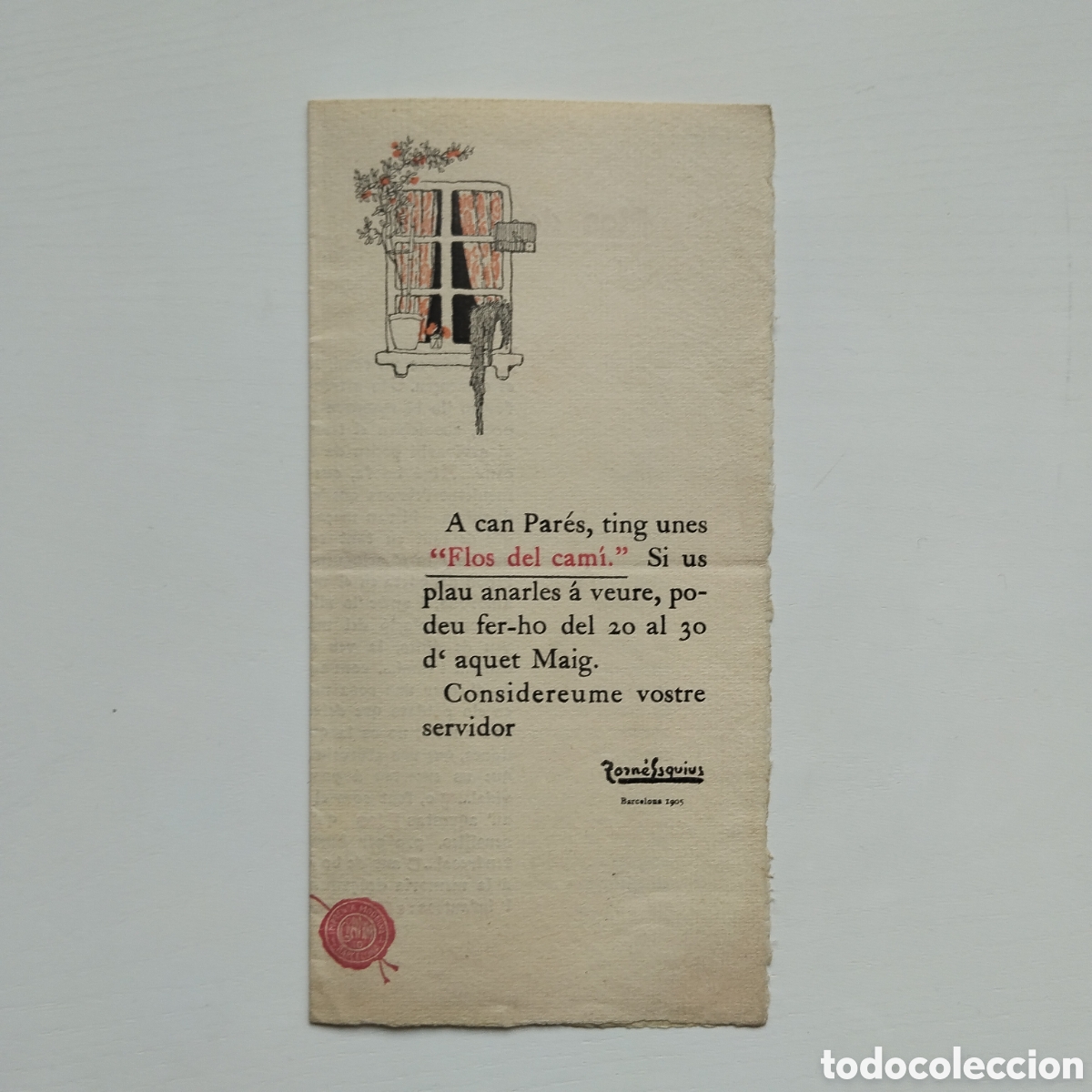 Otros Art&iacute;culos de Coleccionismo en Papel: INVITACI&Oacute; EXPOSICI&Oacute; PERE TORNE ESQUIUS SALA PAR&Eacute;S 1905