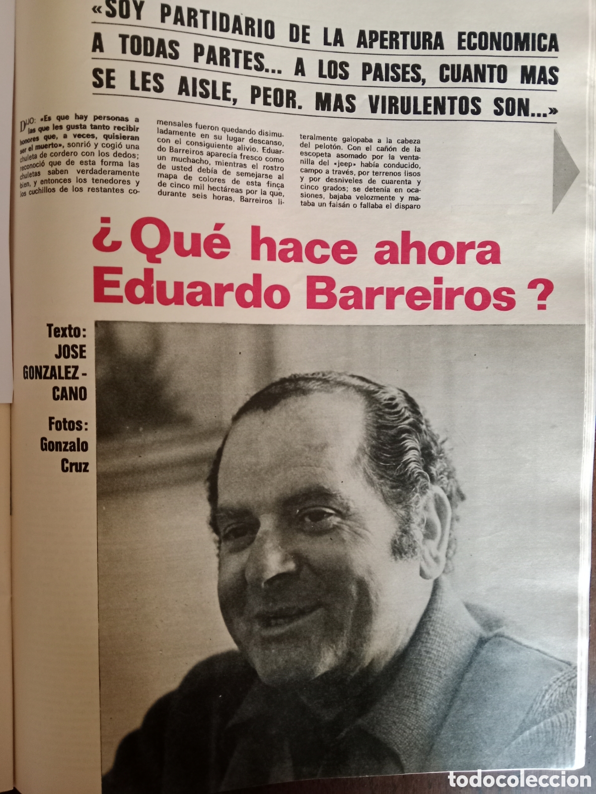 Otros Art&iacute;culos de Coleccionismo en Papel: Reportaje Eduardo Barreiros autom&oacute;vil cami&oacute;n de 1972