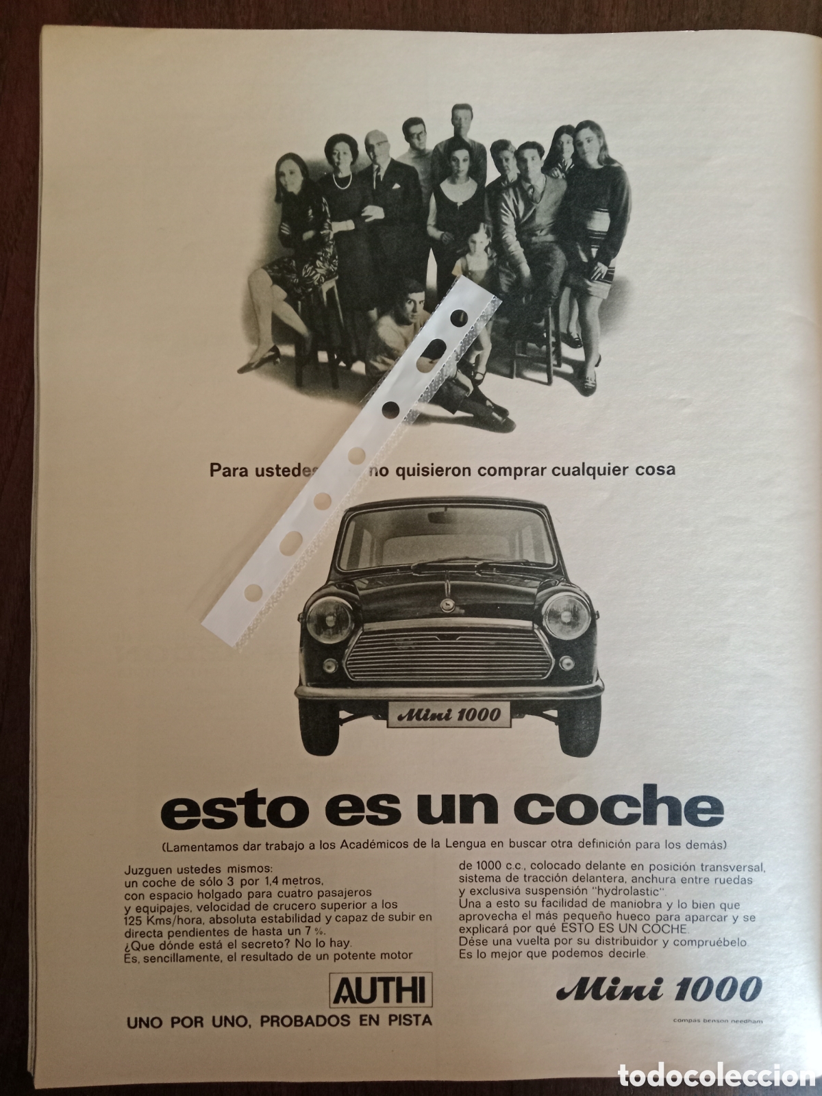 Otros Art&iacute;culos de Coleccionismo en Papel: Publicidad autom&oacute;vil mini authi de 1969