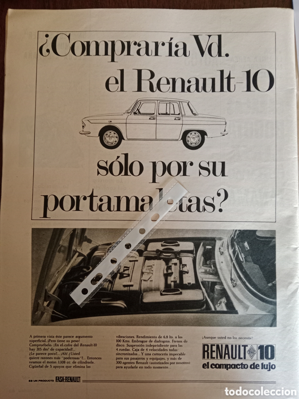 Otros Art&iacute;culos de Coleccionismo en Papel: Publicidad autom&oacute;vil Renault 10 de 1967