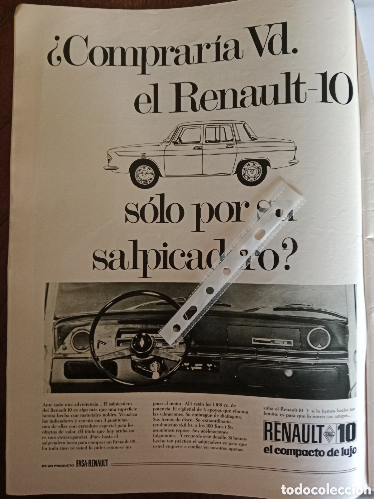 Otros Art&iacute;culos de Coleccionismo en Papel: Publicidad autom&oacute;vil Renault 10 de 1967