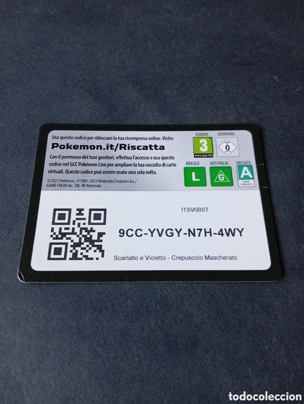 Otros Art&iacute;culos de Coleccionismo en Papel: Carta Pok&eacute;mon Italia c&oacute;digo