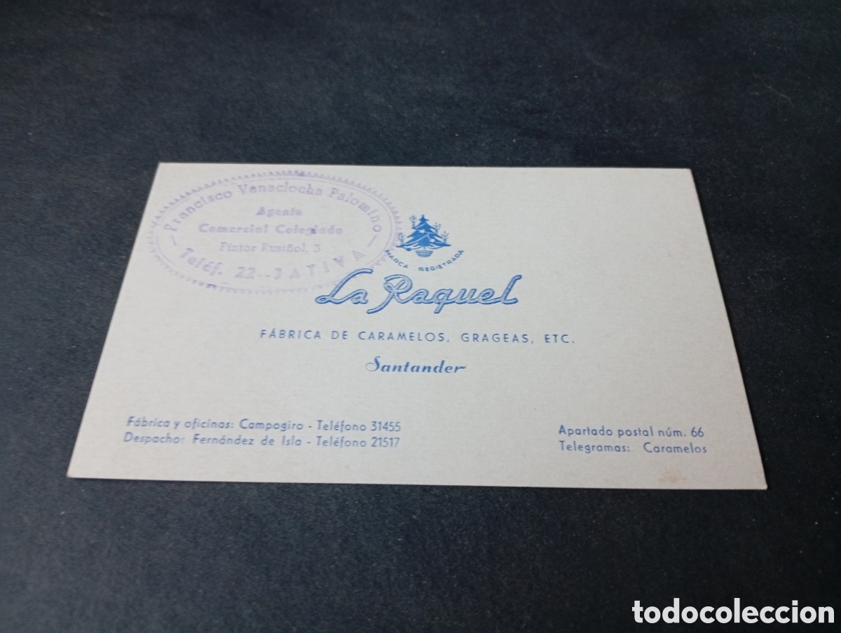 Otros Art&iacute;culos de Coleccionismo en Papel: Tarjeta agente comercial Francisco Vanaclocha Palomino, J&aacute;tiva