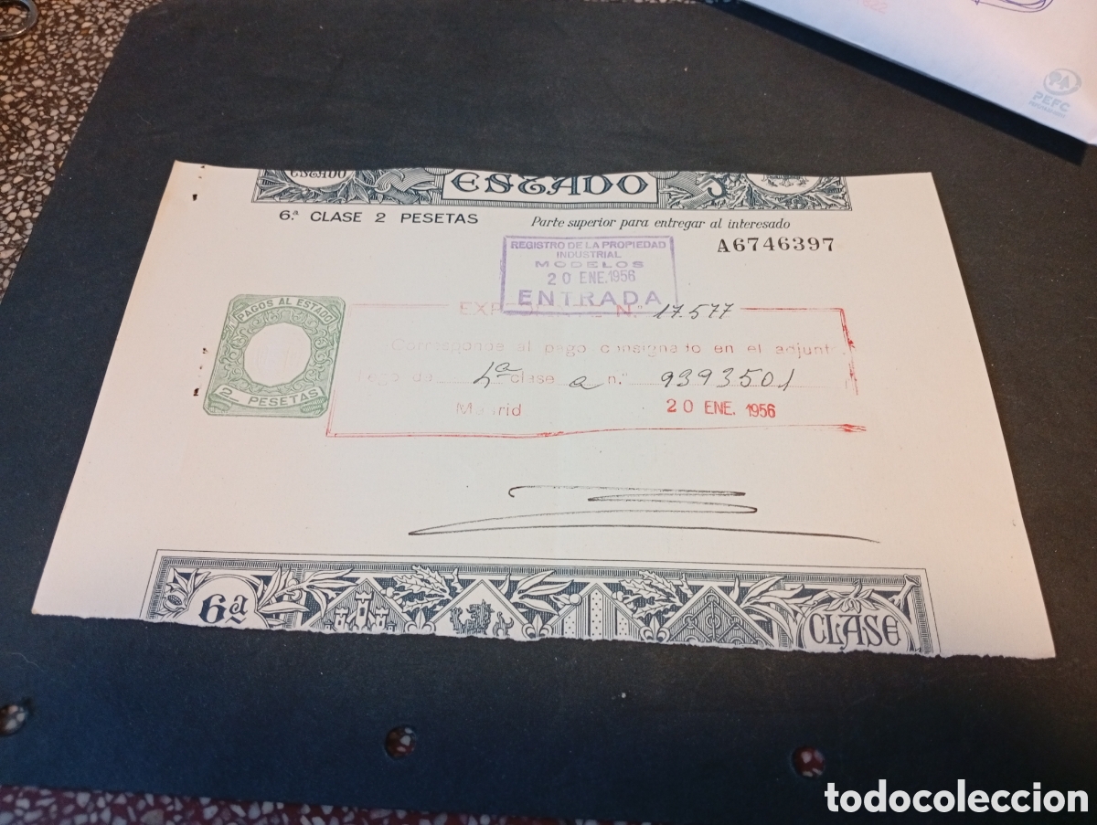 Otros Art&iacute;culos de Coleccionismo en Papel: Pagos Al Estado 2 pesetas 1956