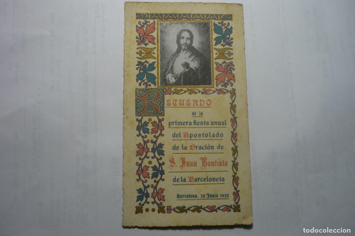 Otros Art&iacute;culos de Coleccionismo en Papel: estampa recuerdo 1&ordm; fiesta anual apostolado oracion s,juan bautista .-barceloneta 1920