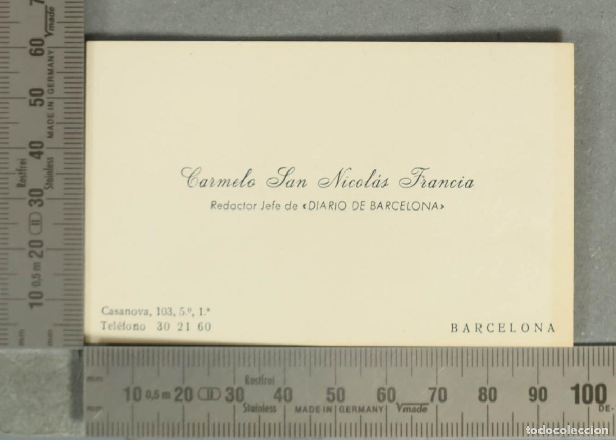 Otros Art&iacute;culos de Coleccionismo en Papel: TARJETA. Carmelo San Nicol&aacute;s Francia Redactor Jefe de DIARIO DE BARCELONA