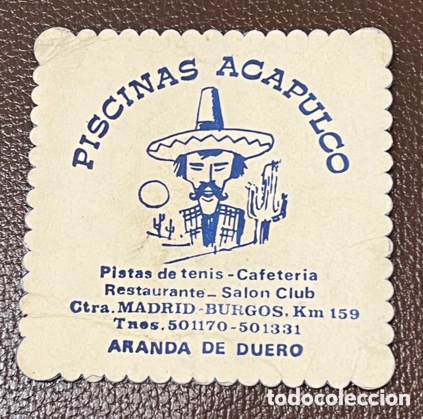 Otros Art&iacute;culos de Coleccionismo en Papel: Posavasos. Piscinas ACAPULCO. Aranda de Duero. Burgos. A&ntilde;os 70.