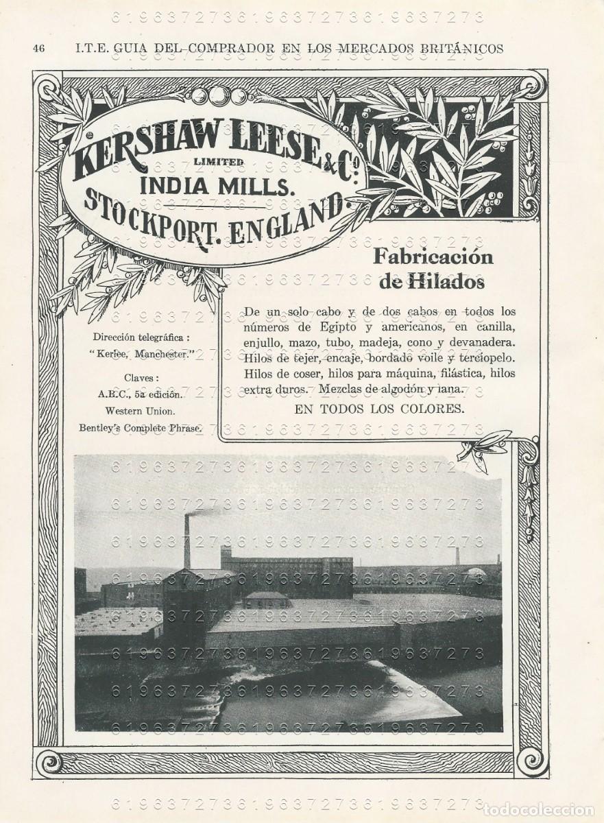 Otros Art&iacute;culos de Coleccionismo en Papel: KERSHAW LEESE & CO STOCKPORT ENGLAND 1917 24X17 CMS PUBLICIDAD MUY ANTIGUA M25