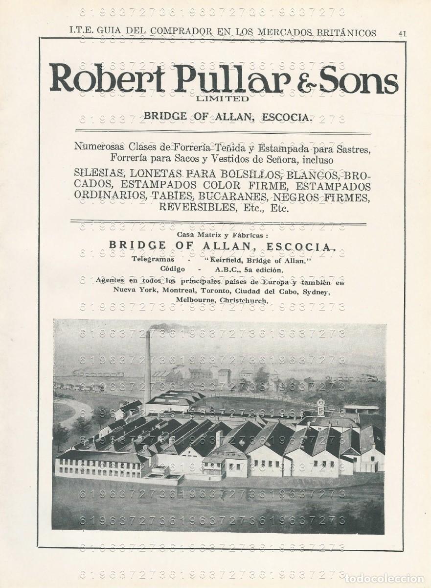 Otros Art&iacute;culos de Coleccionismo en Papel: ROBERT PULLAR & SONS BRIDGE OF ALLAN SCOTLAND 1917 24X17 CMS PUBLICIDAD MUY ANTIGUA M25