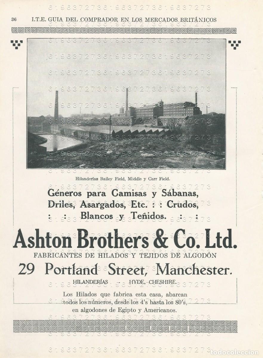 Otros Art&iacute;culos de Coleccionismo en Papel: ASHTON BROTHERS & CO LTD MANCHESTER 1917 24X17 CMS PUBLICIDAD MUY ANTIGUA M25