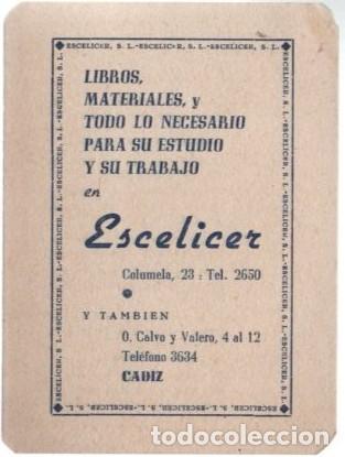 Otros Art&iacute;culos de Coleccionismo en Papel: PUBLICIDAD LIBRER&Iacute;A ESCELICER C&Aacute;DIZ A-PAPEL-0040