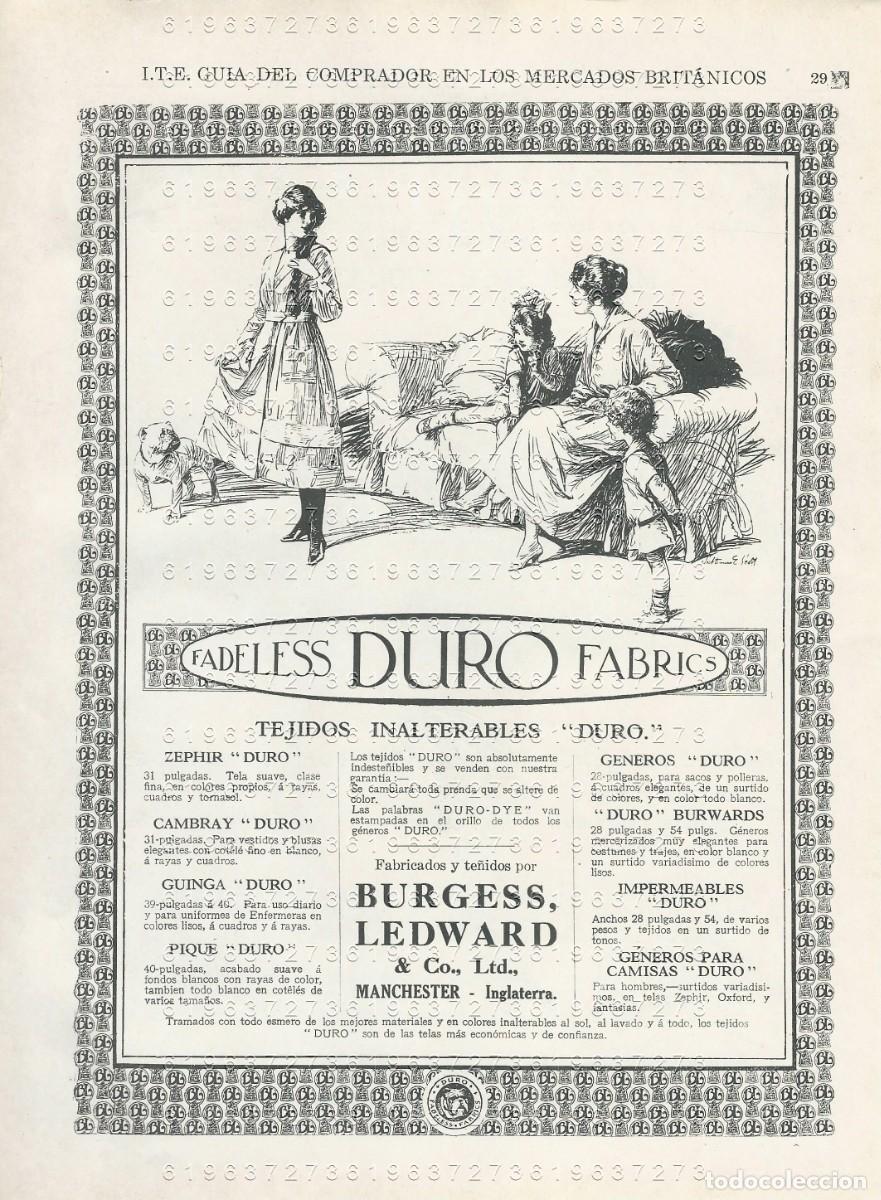 Otros Art&iacute;culos de Coleccionismo en Papel: FADELESS DURO BURGESS LEDWARD MANCHESTER 1917 24X17 CMS PUBLICIDAD MUY ANTIGUA M25